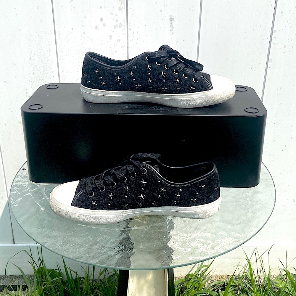 COACH Felt and Studded Lace-Up Sneaker - 7